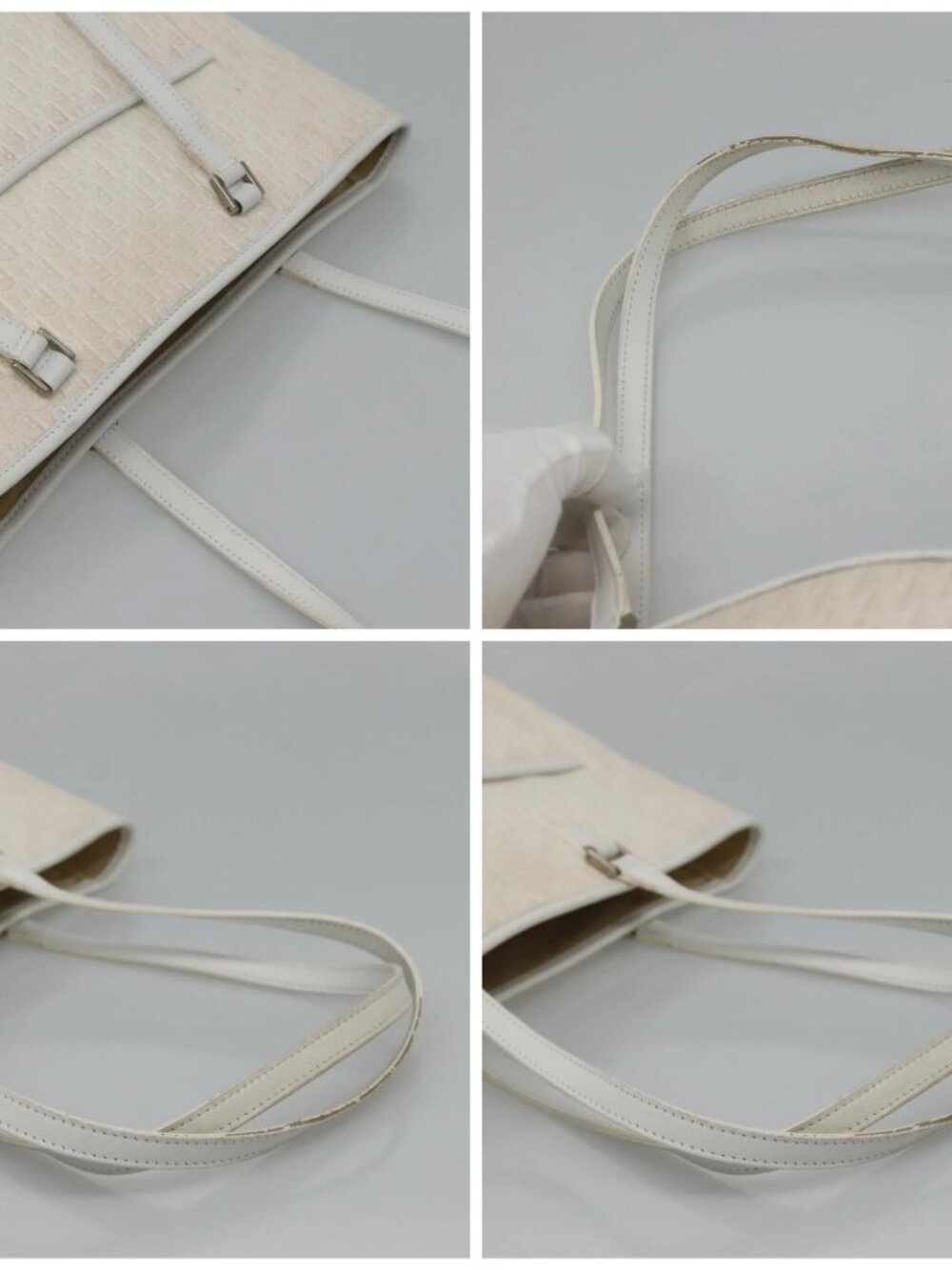 Christian Dior Trotter Canvas Tote Bag White Silver Auth mr1118V - Picture 16 of 16